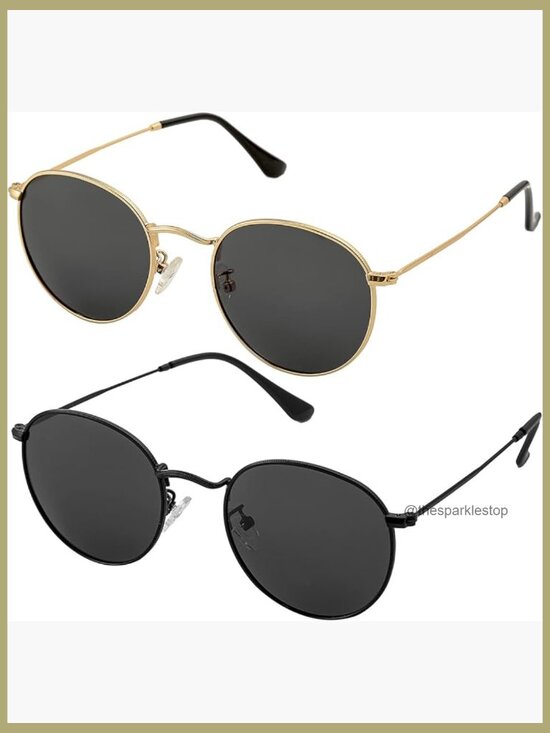 Metal Frame Polarized Sunglasses 2 Pack Small Round Retro Style main image 7